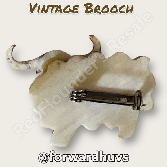 Vintage Handcrafted Wooden Ox Brooch - Picture 3 of 7